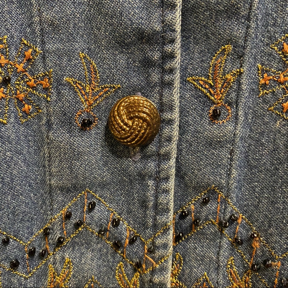 new directions Embroidered Blue Denim Jacket - Picture 6 of 8